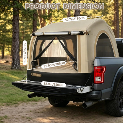 Afurkuot Inflatable Truck Tent & Air Mattress with Built-in Pump and Inflatable Pillow, Waterproof PU2000mm Double Layer Air Mattress Pickup Trcuks Tent for Road Trip Camping Outdoor Travel