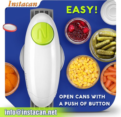 INSTACAN Electric Jar Opener - Higher Torque, One Touch Operation for Easy Lid Removal | Ideal for Seniors & Arthritic Hands (White)