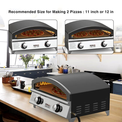Mimiuo 25 Inch Outdoor Gas Pizza Oven, Portable Propane Pizza Oven with Large Baking Stone - Make 2 Pizzas At Once - Multifunctional Stainless Steel Grilling Stove to Cook Steak Meat Seafood
