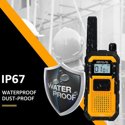 Retevis RB48 Heavy Duty Walkie Talkies, Waterproof Two Way Radio, Advanced Triple Proof, 2000 mAh, Emergency, 2 Way Radio Long Range for Job Site (4 Pack) Yellow
