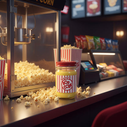Buttered Popcorn Candle ~ All Natural Premium Soy Candles ~ Movie Night 12oz Jars (Buttered Popcorn)