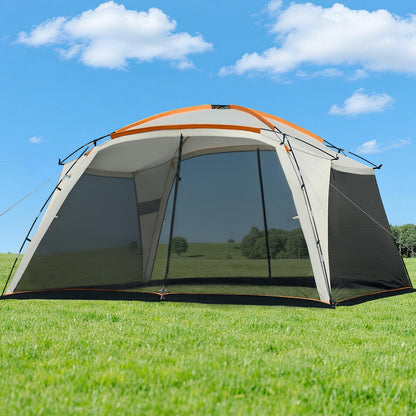 Screen House Tent 12x12ft Screen Room Mesh Gazebos w/ 2 Zipper Doors, Camping Tent Screened Canopy Shelter for Outdoor Patios Backyards Activities