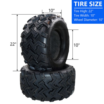 Garvee 22x10-10 ATV Tires (Pack of 2, Tubeless) - 4-Ply Durable AII-Surface Tire for Sport ATV/UTV & Go Karts, Superior Traction, Smooth Ride, Ideal for Off-Road, Trail, Rock Desert Adventures