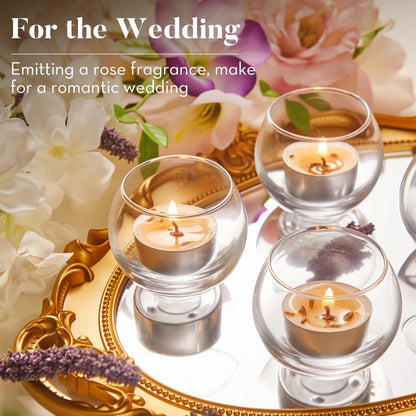 Ashlux Lavender Scented Tealight Candles Bulk 48 Pack - Infused with Real Lavender Petals, Soy Wax 4 Hour Clean Burn, Smokeless for Relaxation, Wedding, Anniversary, Celebration & Home Use