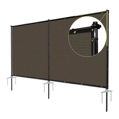 TANG 5'x12' Outdoor Privacy Screen FreeStanding, 220GSM Mesh Fencing with Poles Stakes, Privacy Fence Panels for Outside, Temporary Dog Fences for Garden Patio, Brown