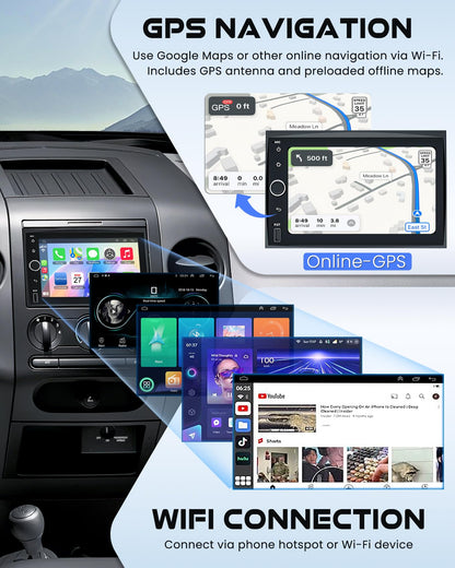 8-core+64G Car Radio for Ford F150/F250/F350 2004-2014, 7 Inch QLED Touchscreen Stereo Support Carplay & Android Auto Bluetooth/Voice Control/GPS/WiFi/Back-up Camera/SWC/FM, Android 15