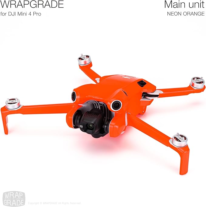 WRAPGRADE Skin Stickers Compatible with DJI Mini 4 Pro | Full Wrap (Neon Orange)
