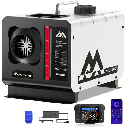 MUDIRO Diesel Heater 12V/24V/110V 8KW with CO Protection (Auto Shut-off & Alarm), Thermostat, Remote, TFT Display, Auto Altitude Adjustment, Chinese Diesel Heater for Camping, RV, Tent