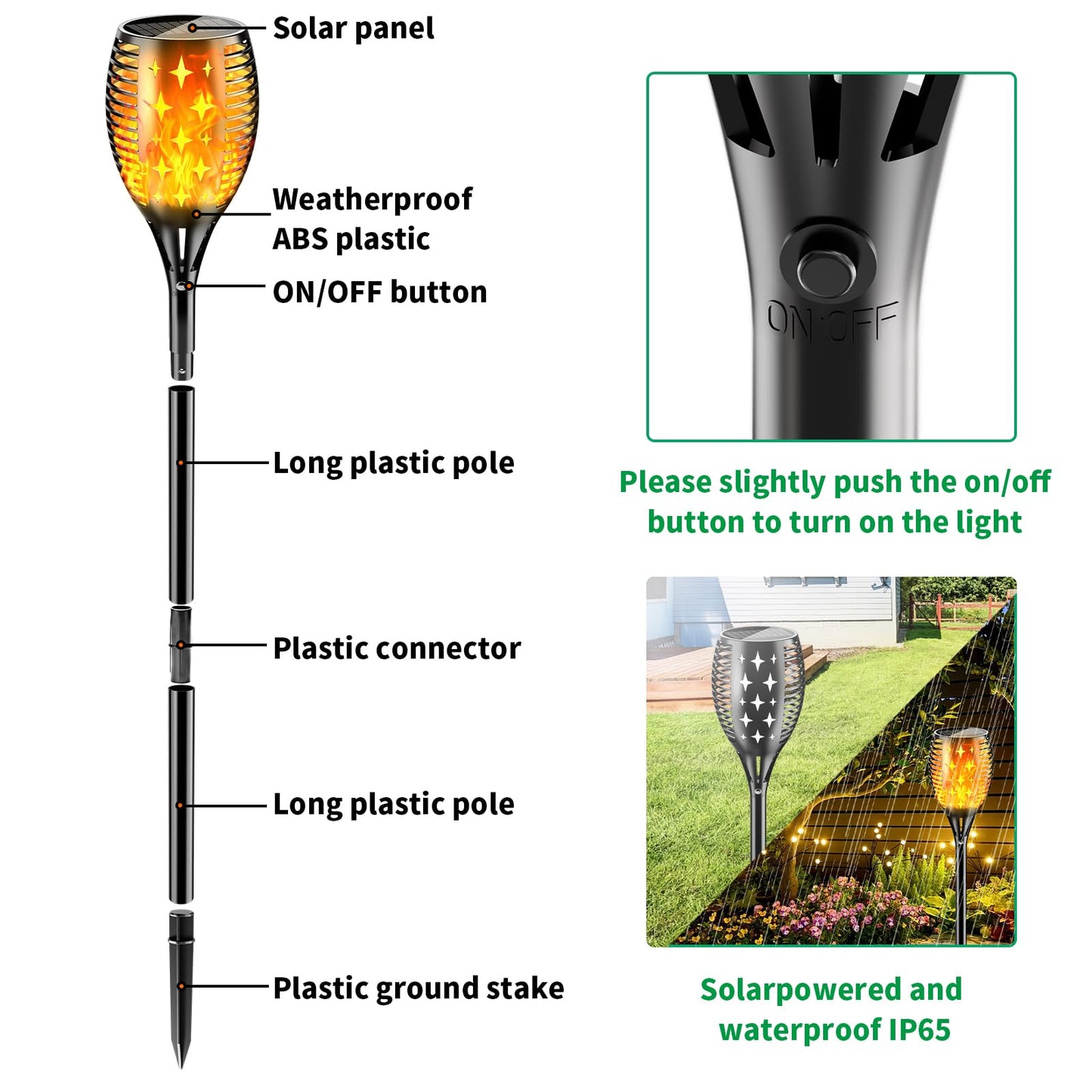 YoungPower Solar Outdoor Torch Lights Flickering Flame, 43" Outdoor Path Lights Waterproof Torch for Garden Yard Patio, 8 Pack
