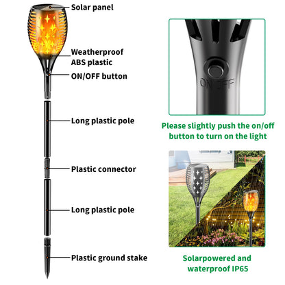 YoungPower Solar Outdoor Torch Lights Flickering Flame, 43" Outdoor Path Lights Waterproof Torch for Garden Yard Patio, 8 Pack