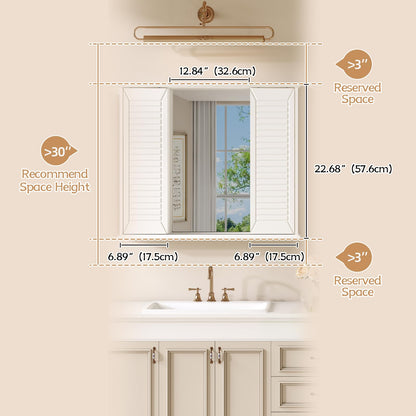 FFBCFDK Bathroom Medicine Cabinet Mirror 28.3 x 23.8 inch Bathroom Mirror with Storage Wall Mounted Medicine Mirror Cabinet Wood Organizer with 2 Door Surface Mount Farmhouse Storage Cabinet