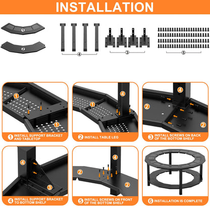 Fire Pit Surround Tabletop for Solo Stove Yukon, Bonfire, Tiki, Outdoor Smokeless Fire Pit Table for Wood Burning Fire Pits, Powder-Coated Steel Stove Table Surround with Cover for Solo Stove