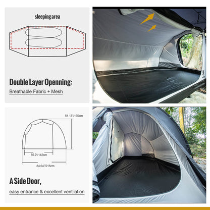 OneTigris COMETA Camping Tent, Detachable Inner Mesh Tent & Portable Carry Bag Included, Easy Setup, Waterproof Windproof Tunnel Tent for Outdoors Camping Canoeing Beach Travel Picnic (Black)