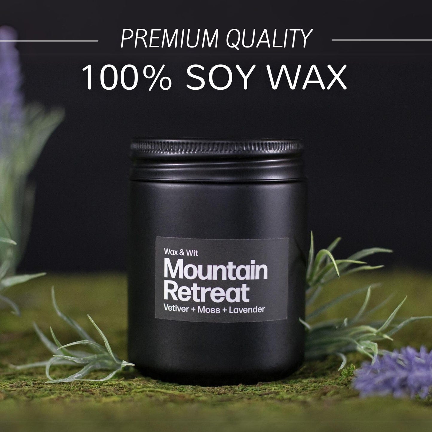 Wax & Wit Black Scented Candles for Men – Mountain Retreat Candle - 9oz, Soy Wax, Cotton Wick, Long Lasting 50 Hour Burn, Aromatherapy for Home - Gifts for Men, Dad, Husband, Boyfriend, Coworker
