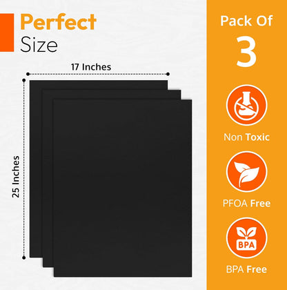 Skiennix Heavy Duty Oven Liners - Non-Stick Teflon Mats for Electric & Gas Ranges | BPA & PFOA Free