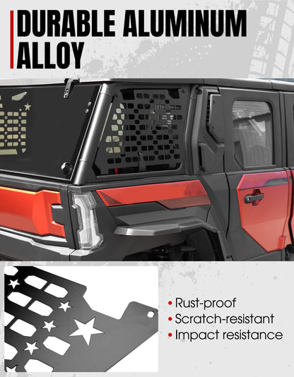 A & UTV PRO Rear Window Molle Panels for Polaris Xpedition ADV/ADV 5 2024+, Aluminum Back Window Protection Compatible with Xpedition Ultimate/NorthStar/Premium Expedition Accessories (One Pair)