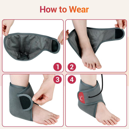 Comfytemp USB Wearable Heating Pad for Ankle and Feet With 3 Heat and Time Settings, Electric Heated Wrap for Achilles Tendonitis, Sprained Ankle, Heel Pain Relief, Plantar Fasciitis