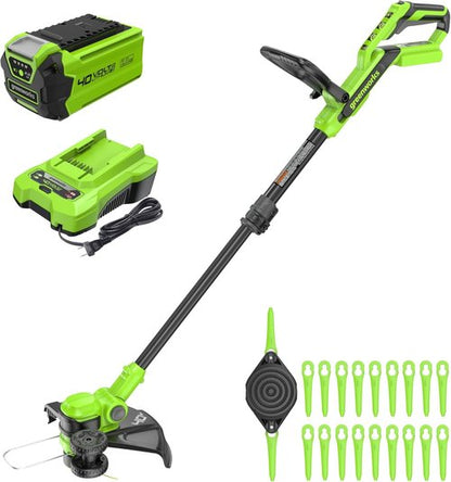 Greenworks 40V Cordless String Trimmer & Edger - 13" Cutting Width, 20 Blades, 2.0Ah Battery & Charger Included