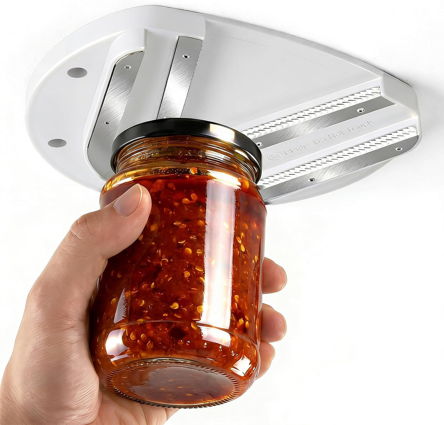 Skiennix Jar Opener - Ergonomic Grip Tool for Seniors with Arthritis | One-Handed, Stainless Steel, White