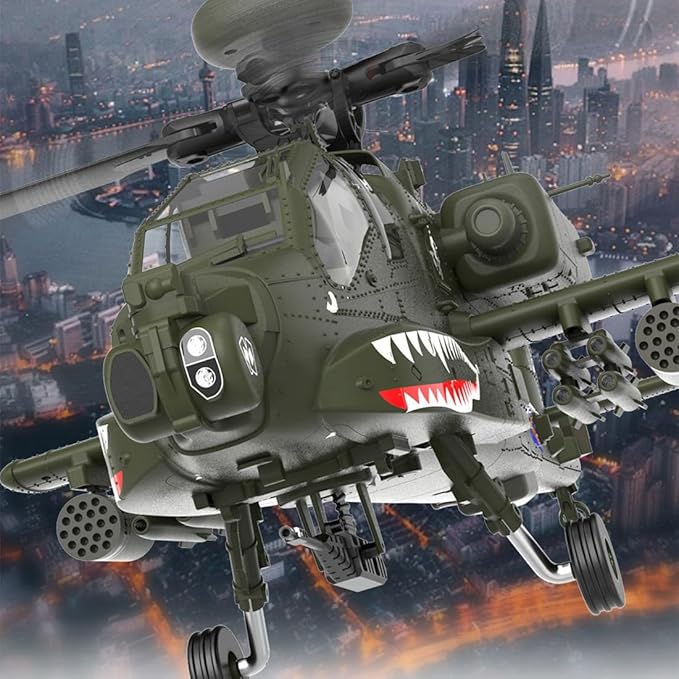 YUXIANG F11 AH64 RC Helicopter for Adults for AH64 Apache 1/32 Scale 2.4G 6CH 6G/3D Stunt Remote Control Military Aircraft Toys with 6-Axis Gyro &amp 2 Brushless Motor &amp Lights - BNF