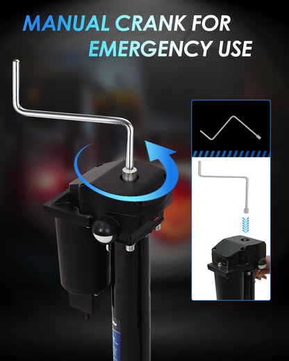 POLESTAR Electric Trailer Jack, Power Tongue Jack 4000 lbs, Electric Tongue Jack for Lifting RV Travel Camper Utility Yacht Trailer, 12V DC, 9"-27" Lift
