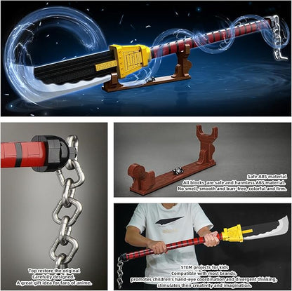 TOY PLAYER One Priate Piece Edward Newgate Katana (48 in) Compatible with Lego Cosplay Whitebeard Falchion with Scabbard and Stand Katana Building Set Gift for Anime Fans(1319 Pcs)