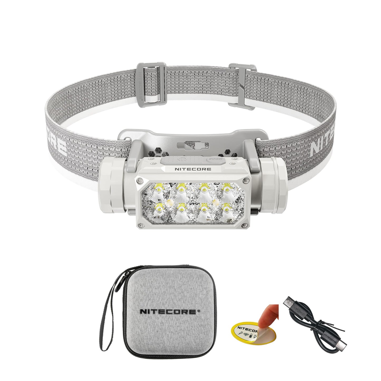 Nitecore HC65 UHE Headlamp, 2000 Lumen Max Heavy Duty Metal, USB-C Rechargeable with White, Red, and Reading Lights for Camping, Hiking, Hunting, and Industrial Works (Grey)