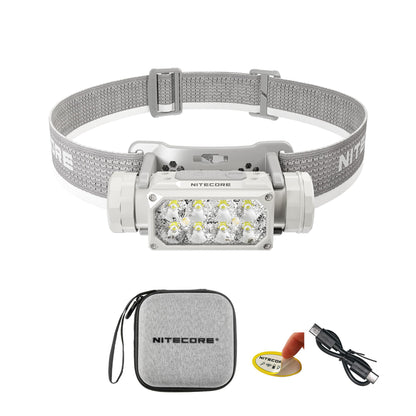 Nitecore HC65 UHE Headlamp, 2000 Lumen Max Heavy Duty Metal, USB-C Rechargeable with White, Red, and Reading Lights for Camping, Hiking, Hunting, and Industrial Works (Grey)