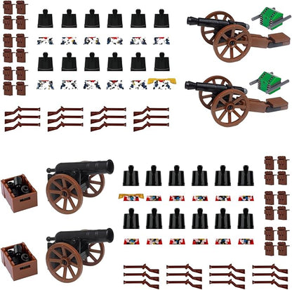 Revolutionary War Building Blocks Set 12 British &amp 12 French Soldier Figures Weapons Cannons Accessories Napoleonic Civil War Battle