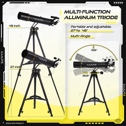 Telescope, 90mm Aperture 700mm Professional Telescope for Adults, High Power with Upgraded Vertisteel AZ Slow-Motion Mount Telescopes for Astronomy Beginners, Stainless Steel Tripod, Phone Adapter,Bag