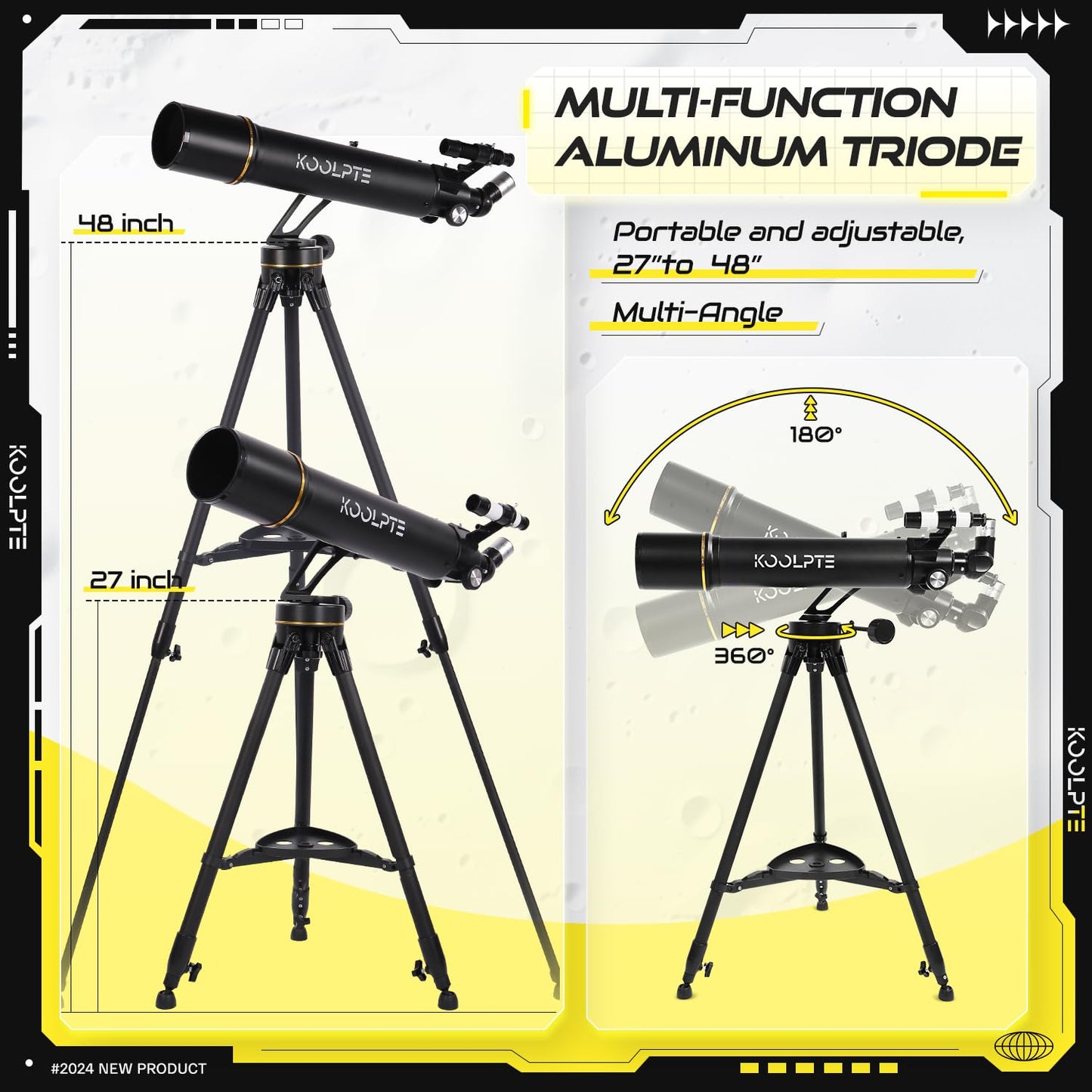 Telescope, 90mm Aperture 700mm Professional Telescope for Adults, High Power with Upgraded Vertisteel AZ Slow-Motion Mount Telescopes for Astronomy Beginners, Stainless Steel Tripod, Phone Adapter,Bag