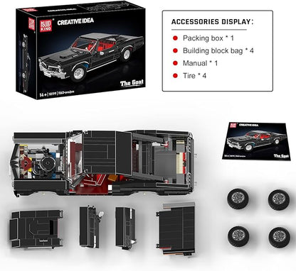 Mould King 10199 Sports Car Building Block Kits MOC Classic Vintage Car Model Building Sets Gift for Age 14+/Adult Collections Enthusiasts (1563+ Pieces Static Version)