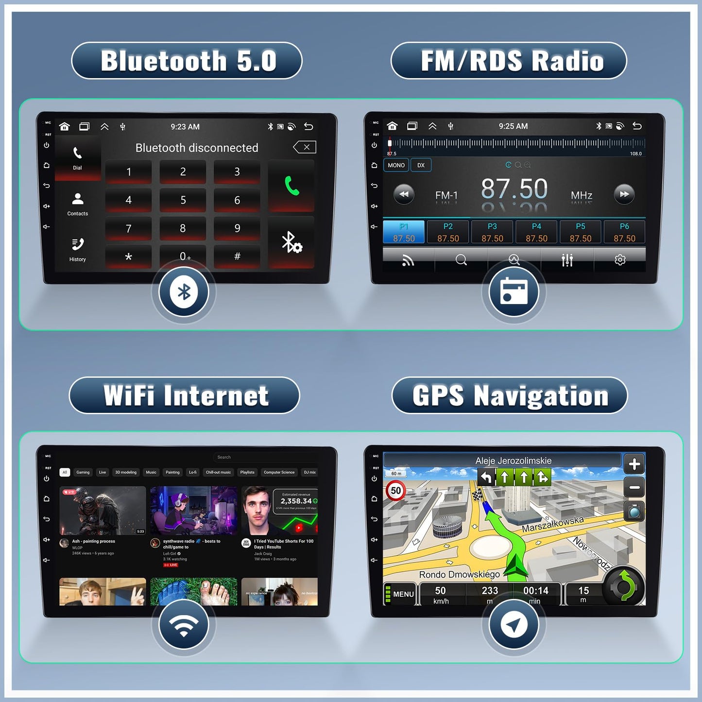 8 Core 6+128G Android 15 for Jeep Compass Patriot 2010-2016 A-pple Car Stereo Radio with Wireless CarPlay Android Auto, 10”1280×720P IPS Touchscreen Bluetooth 5.0 GPS WiFi 32EQ DSP 59UI Rear Camera