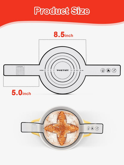 SMARTAKE 2-Pack Silicone Bread Sling for Dutch Oven, Reusable Bread Baking Mats with Long Handles, Include Spatula, Non-Stick Bread Baking Sheet Liners for Transferable Dough Pastry (Red & Black)