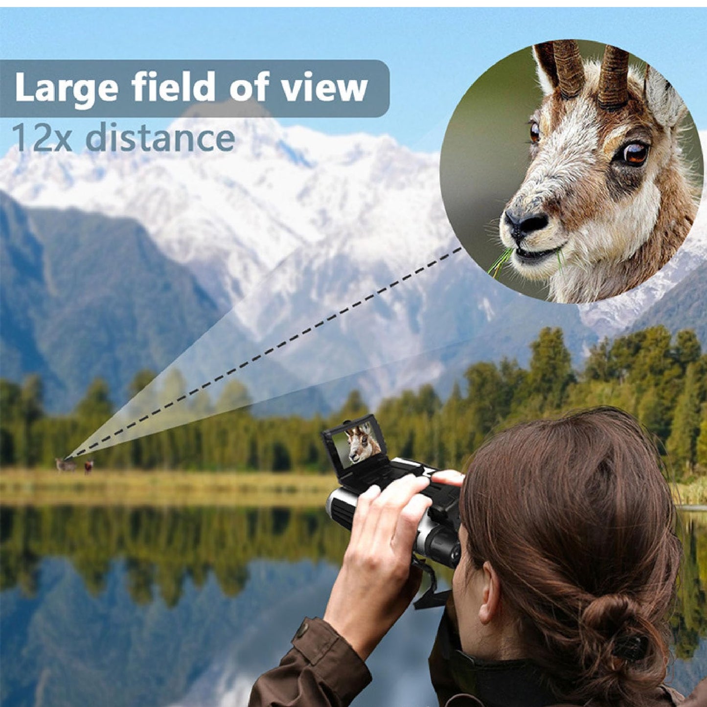 Digital Binoculars with 48MP Camera 2.5K Videos,12x32 Binoculars,Binoculars for Adults High Powered,2.4 Color Display 12x Optical Zoom 8X Digital Zoom Ideal for Concerts,Bird