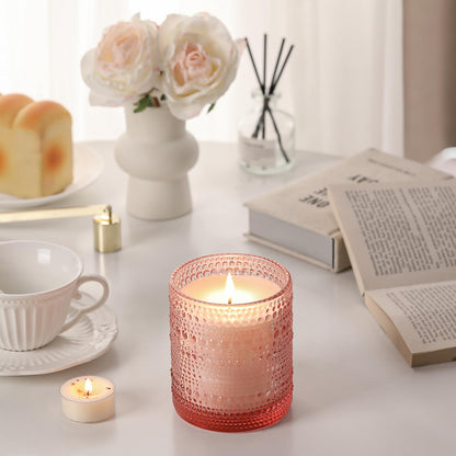 DARJEN Rose Scented Candles for Home- 10oz 68H Natural Soy Wax Aromatherapy Jar Candle, Decorative Aesthetic Candles for Master Bedroom, Date Nights, Self-Care Sunday, Luxury Gift for Women