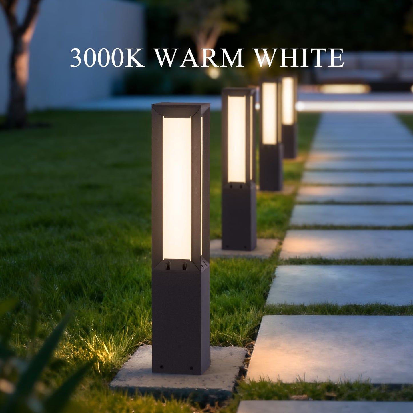 RIRZ Landscape Path Lights, 32" Modern Pathway Lights Wired, 1 Pack IP65 Waterproof Bollard Light, 3000K LED Aluminum Driveway Lighting, Outdoor Lawn Light for Yard Patio Walkway Driveway Pathway