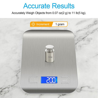 WIWUE GUO Food Scale, Kitchen Scale, Weight Scale Grams and Ounces for Weight Loss, Baking, Cooking, Keto and Meal Prep, LCD Display, 304 Stainless Steel