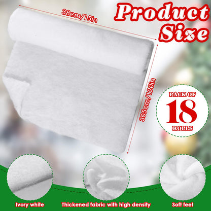 Newwiee 10 Packs Large Christmas Snow Blanket Roll 15 Inch x 10 ft Artificial Fake Snow Thick Soft Fluffy Fake Snow for Home Xmas Winter Decorations Holiday Displays Under the Christmas Tree
