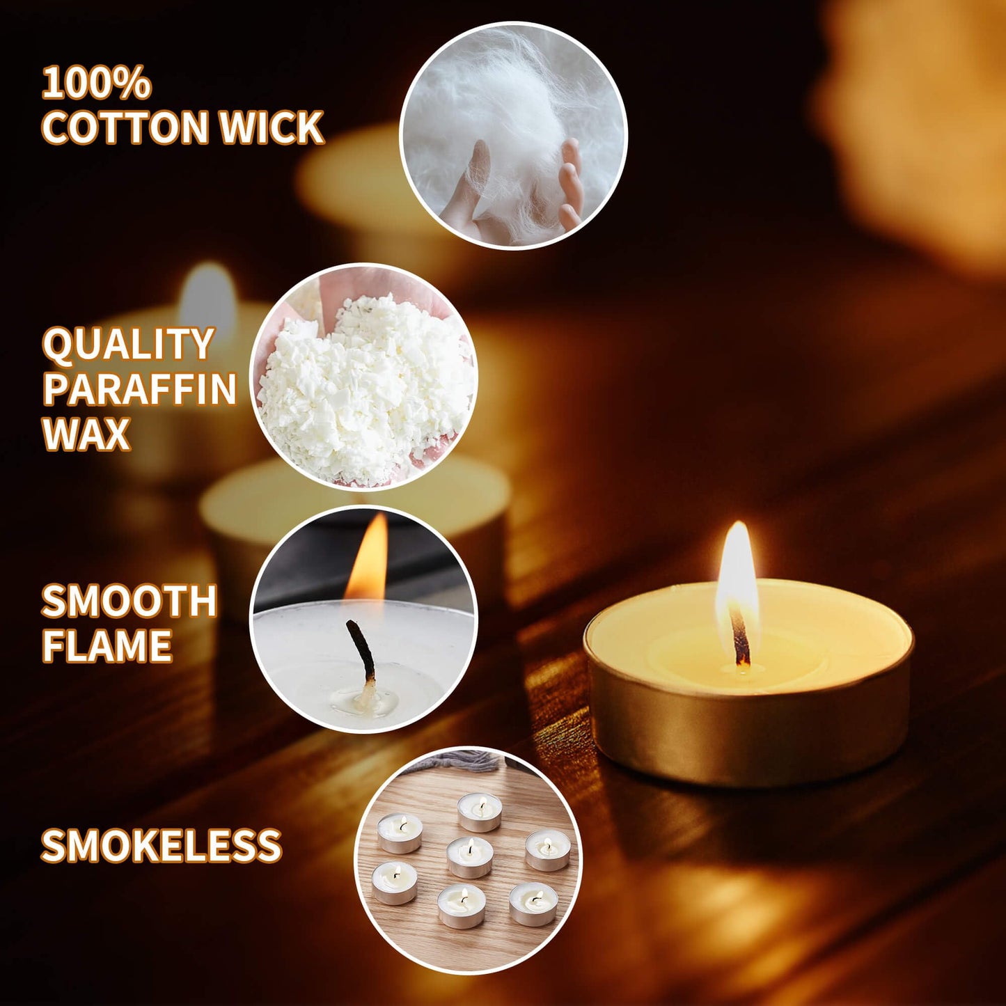 UNBREAKABLE - Tea Light Candles 300 Pack – Unscented Long Lasting 3 Hour Burn – White Smokeless Tealights for Decoration, Holiday, Party, Wedding, Home Use