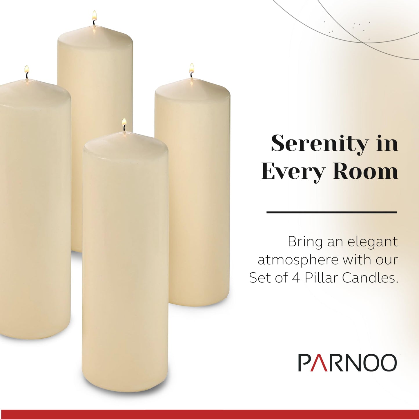 Unscented Pillar Candles - Set of 4 White Pillar Candles - 3x9 Slow Burning Large Candles for Weddings & Table Centerpieces, PARNOO