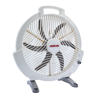 Extreme Max 1229.4089 Rechargeable AC/DC 12 Volt Box Fan with Lithium Battery for RV, Camping, Travel – 12", White