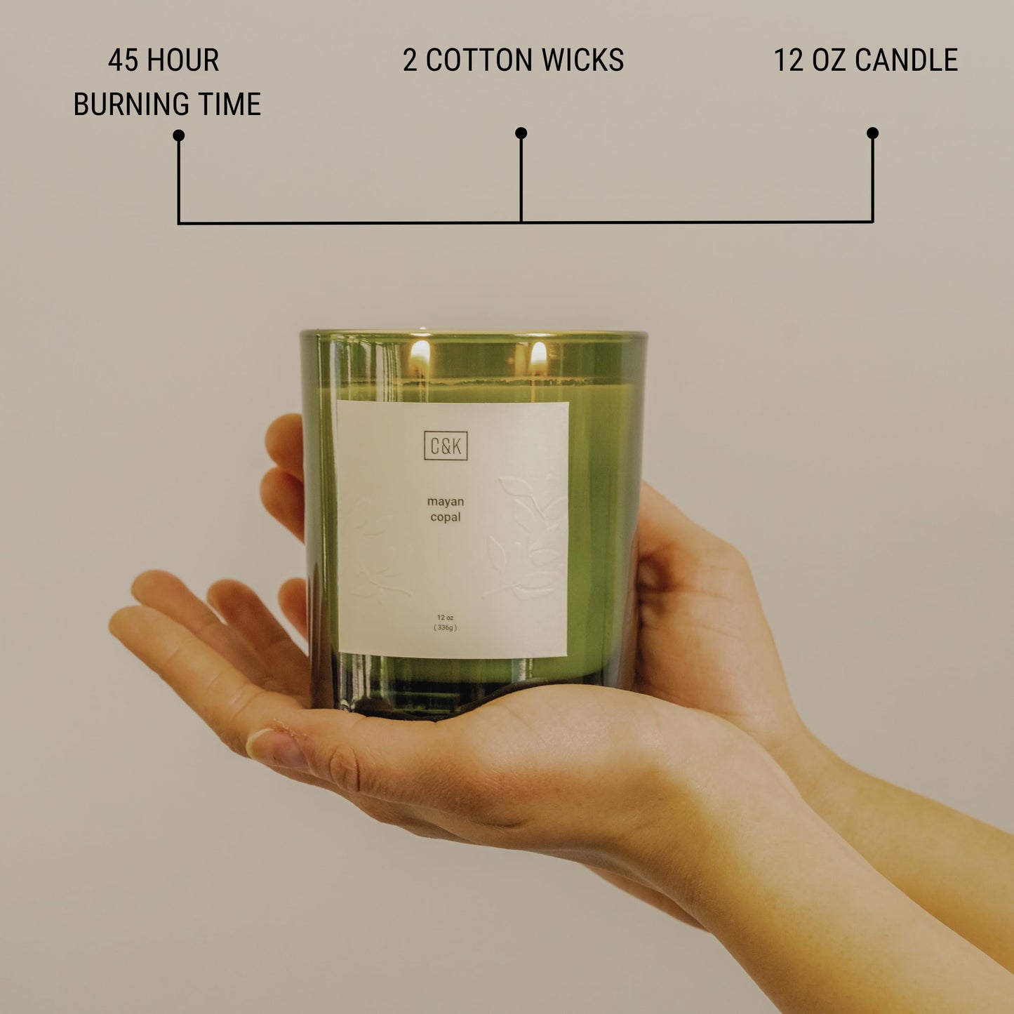 Craft & Kin 12oz Mayan Copal Scented Candles for Home | Premium Green Scented Candles for Men | Made with Natural Soy | Winter Candles Gifts for Men and Women | Nature Collection