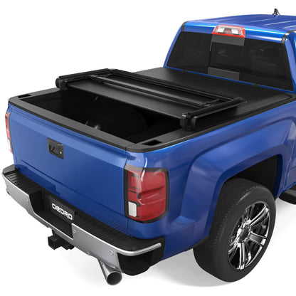 oEdRo Upgraded Soft Tri-fold Truck Bed Tonneau Cover On Top Compatible with 2014-2018 Chevy Silverado 1500 / GMC Sierra 1500 with 5.8ft Bed, Fleetside