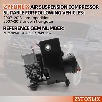 ZYFONLIX Air Suspension Compressor Compatible with Lincoln Navigator 2007-2018, Expedition 2007-2018, OEM 7L1Z5319AE, 7L1Z5319A, 949-202