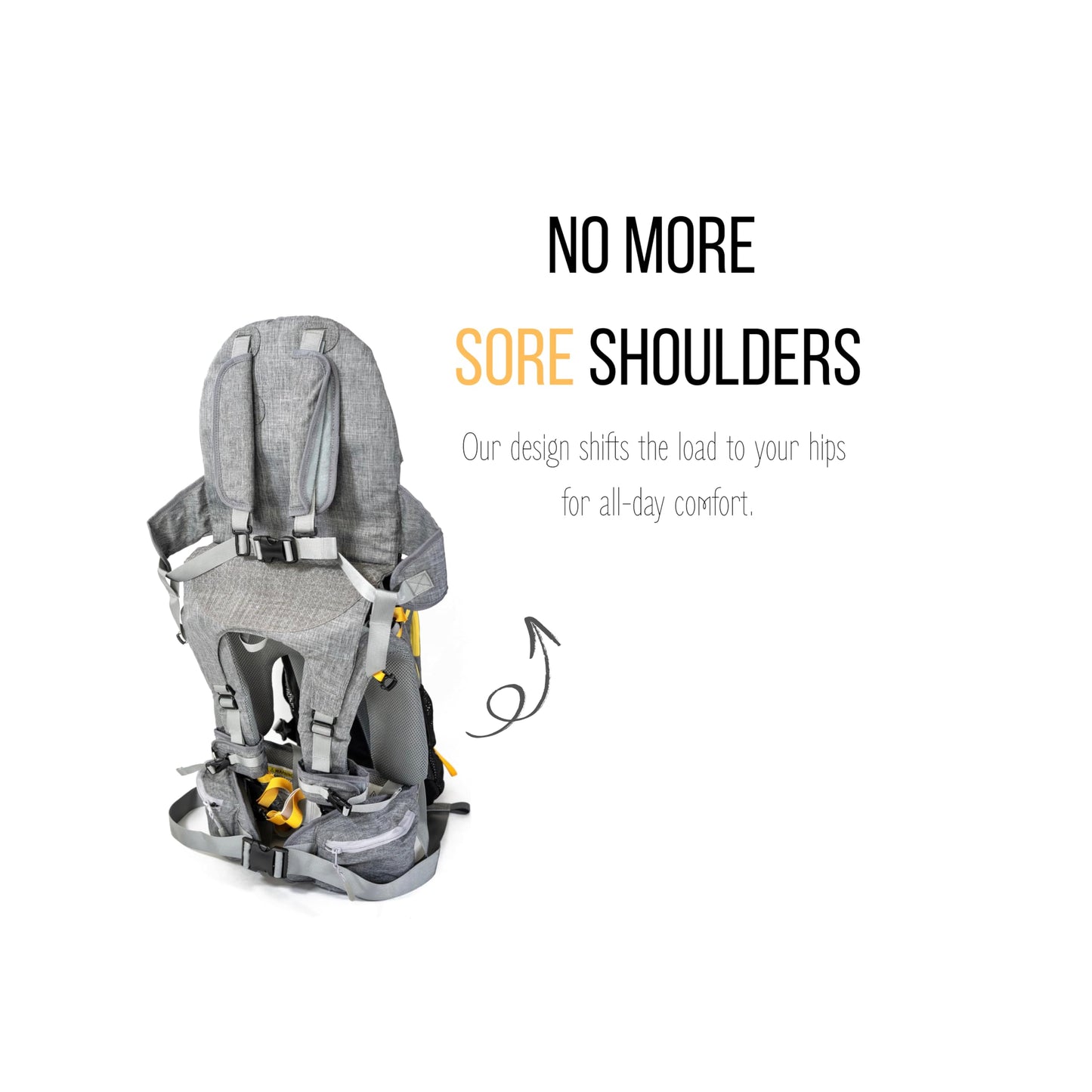 OE Shoulder Hiking Carrier For Child and Toddler 1- 4 years old with Detachable Backpack and Sunshade, Foldable Frame, Compact, Perfect for Day Hiking