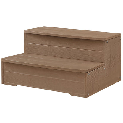 Heavy Duty Hot Tub Steps, 2 Steps Large Versatile Stairs for Outoor Above Ground Pool, Spa,Deck & Porch Outside, Steps Capacity 600LBS (Brown)