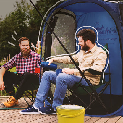Under the Weather WeatherPod Tank MyPod™ Mesh 1-2 Person Pop-Up Screen Tent Pod - The Original Shark Tank - Keeps Out Bugs, Mosquitos with UPF 50 Sun Protection, Navy
