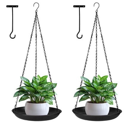 ARTORA Metal Plant Hanger, Indoor Decorative Wall Plant Hanging Basket Black Pot Holder Ceiling Flower Planter Hanging Chain with Long Hook (2 Pack)