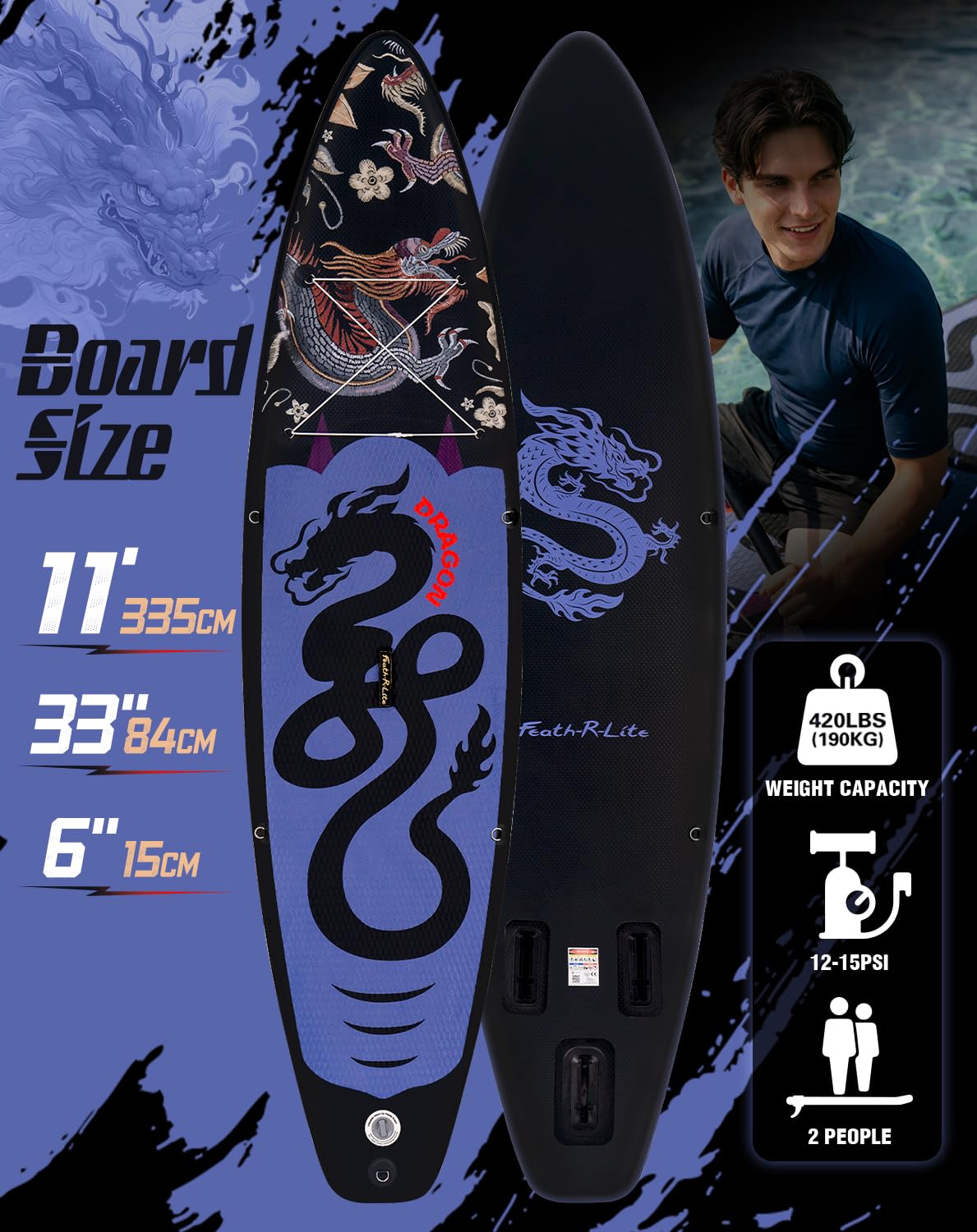 FunWater 11'×33"×6" Inflatable Stand Up Paddle Board with Premium SUP Paddleboard Accessories, Wide Stable Anti-Slip EVA Deck,Paddle Boards for Adults & Youth of All Skill Levels
